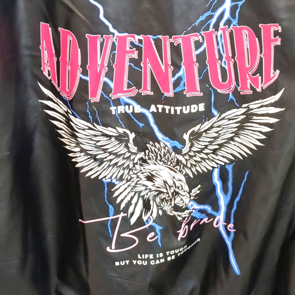 Black Faux Leather Jacket 4X - Picture 4 of 12